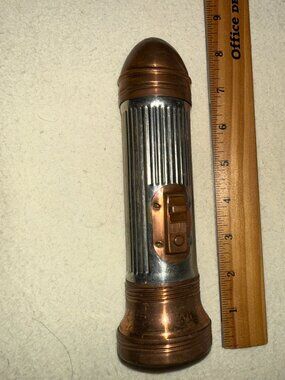 20's USA Torpedo Copper Silver Flashlight Dec 20 1921 Bullet Style Metal WORKS